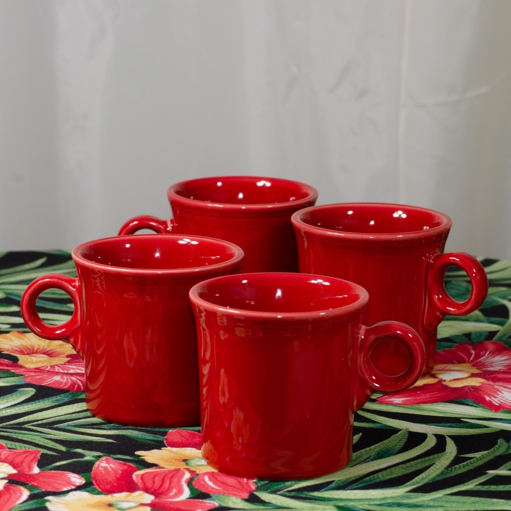 Fiesta Ware 4 Bright Red Fiesta Mugs